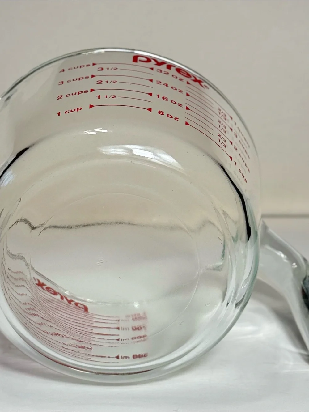 Vintage Glass PYREX Measuring Cup 4 Cup 1 Quart 32oz 1 Liter Red Letters